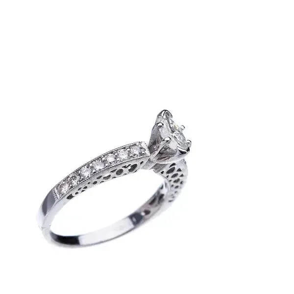 0.40ct Marquise Diamond with Round Diamond Sides Engagement Ring