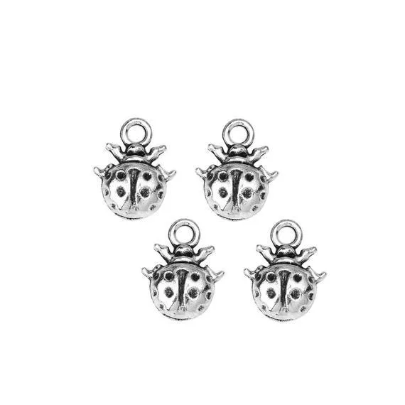 10 Pcs Tibetan Silver Ladybird Beetle Insect 17X14mm Charms Pendants