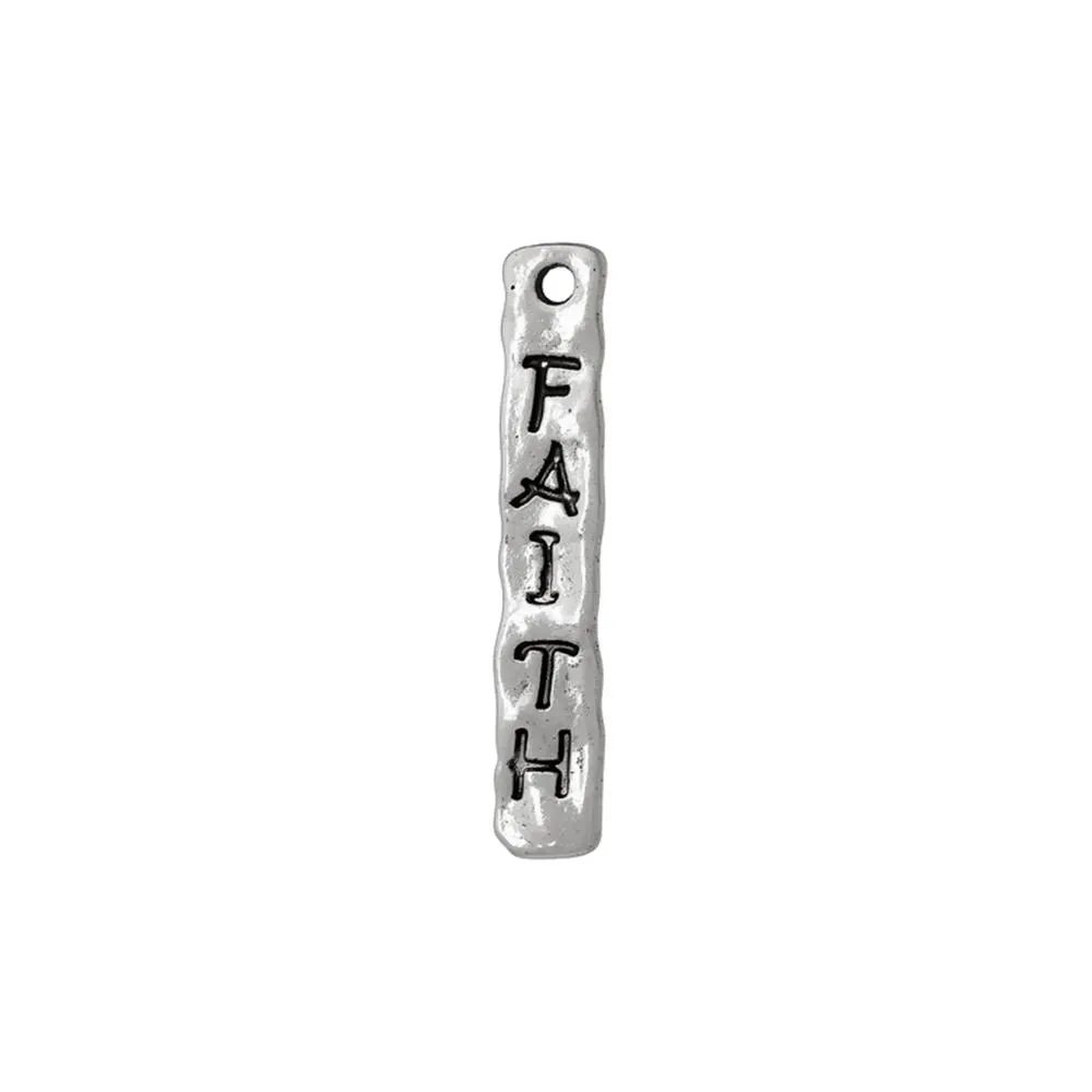 10 Pcs Tibetan Silver RECTANGLE "FAITH" CARVED 39mm x 7mm Charms Pendants, Lead & Nickel Free Metal Charms Pendants Beads