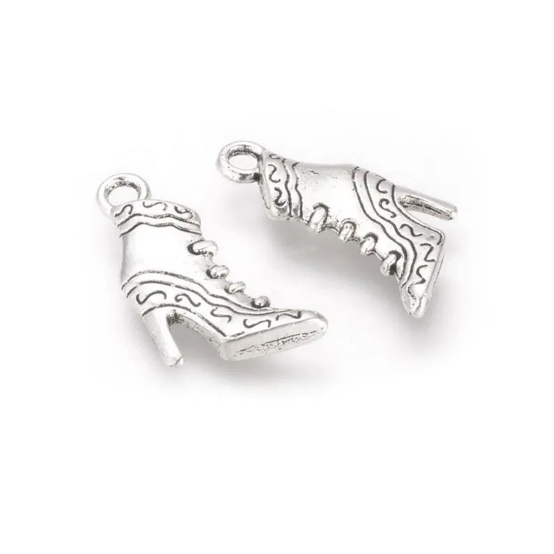 10 Pcs Tibetan Silver Vintage Ankle Boot 23mm x 17mm 3D Charms Pendants