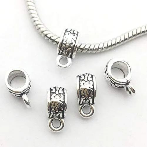 100g (About 125pcs) Mixed Antique Tibetan Silver Bail Tube Beads,Spacer Bead，Bail Beads，Bead Hanger Fit Charm European Bracelet Pendant (M079)