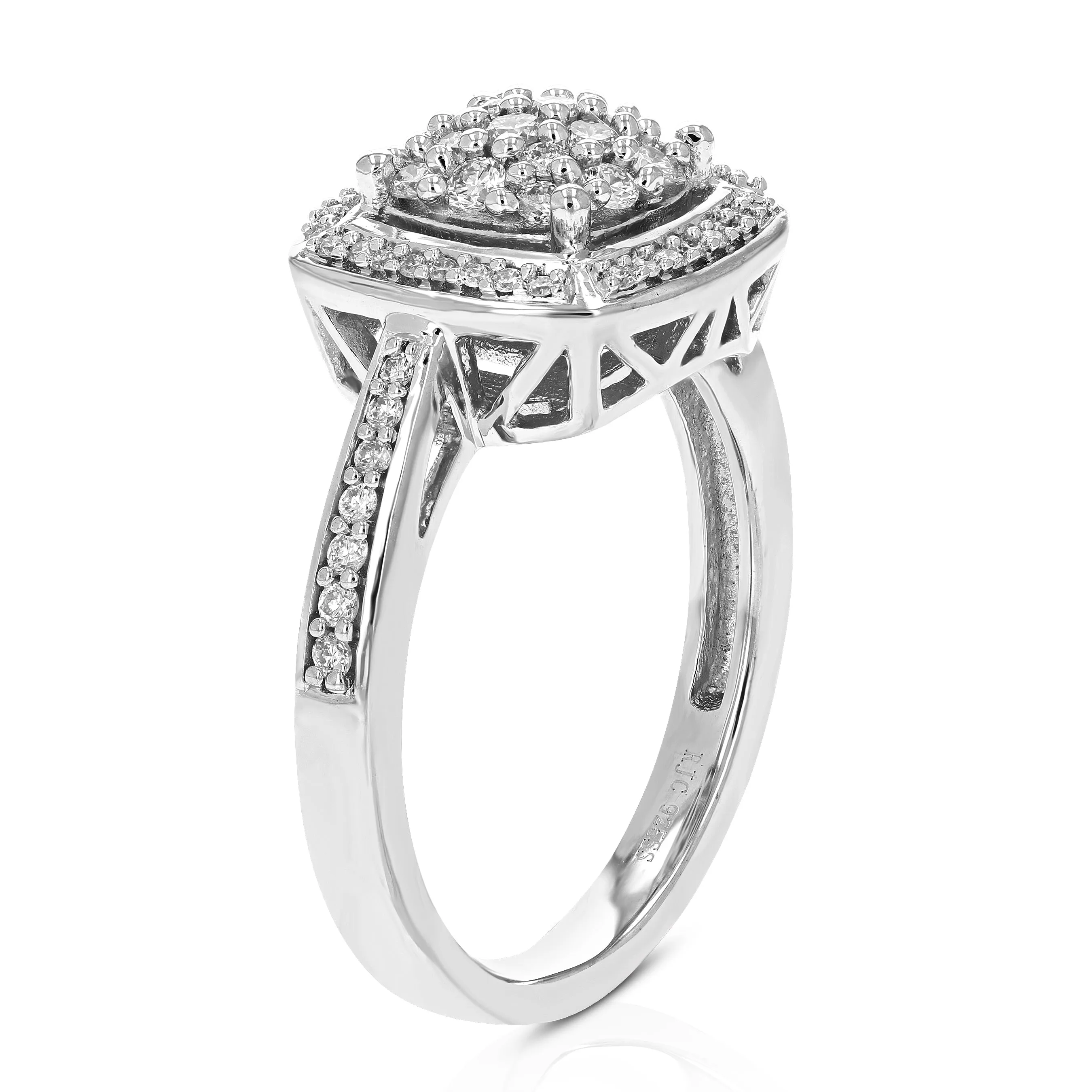 1/2 cttw Round Cut Lab Grown Diamond Prong Set Engagement Ring .925 Sterling Silver