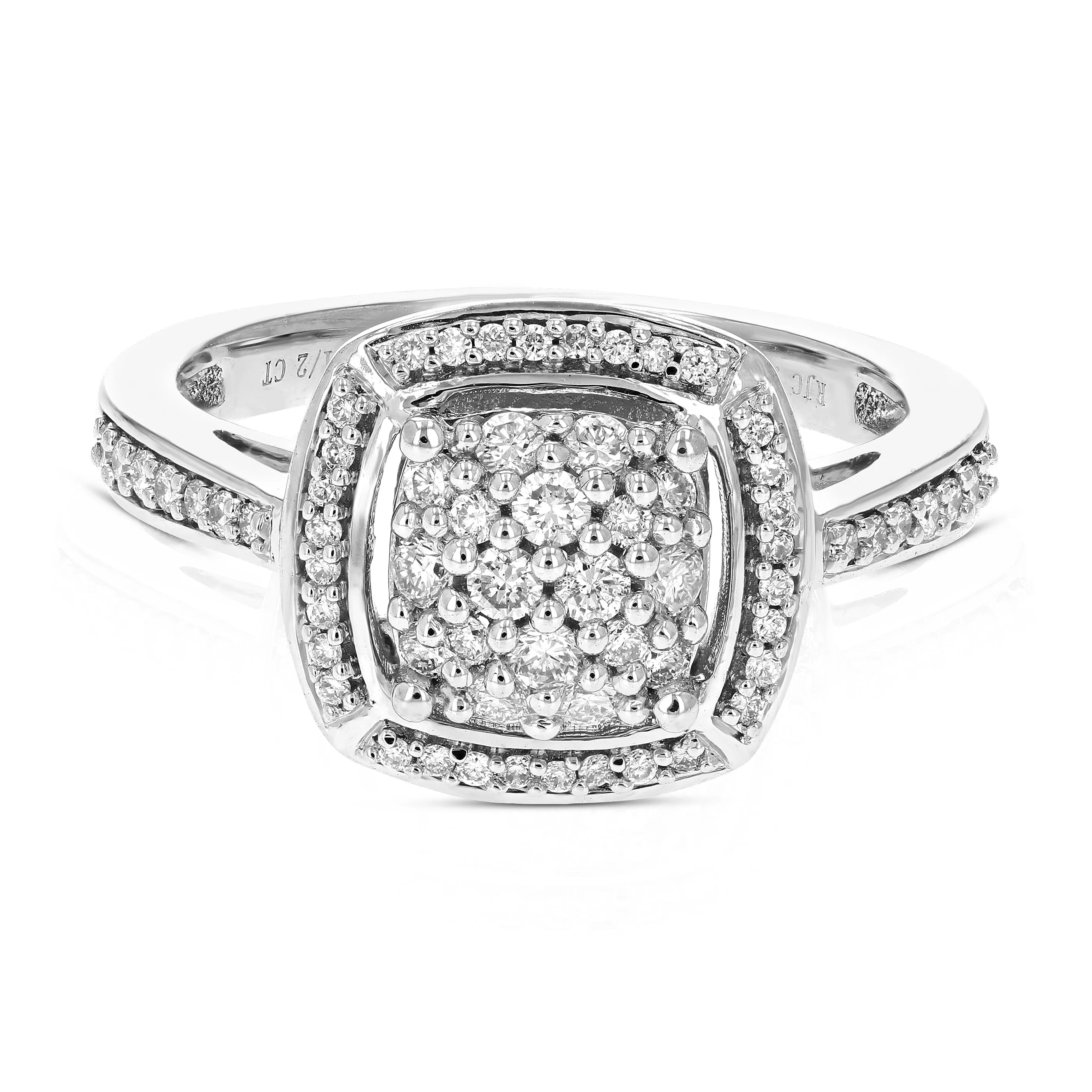 1/2 cttw Round Cut Lab Grown Diamond Prong Set Engagement Ring .925 Sterling Silver