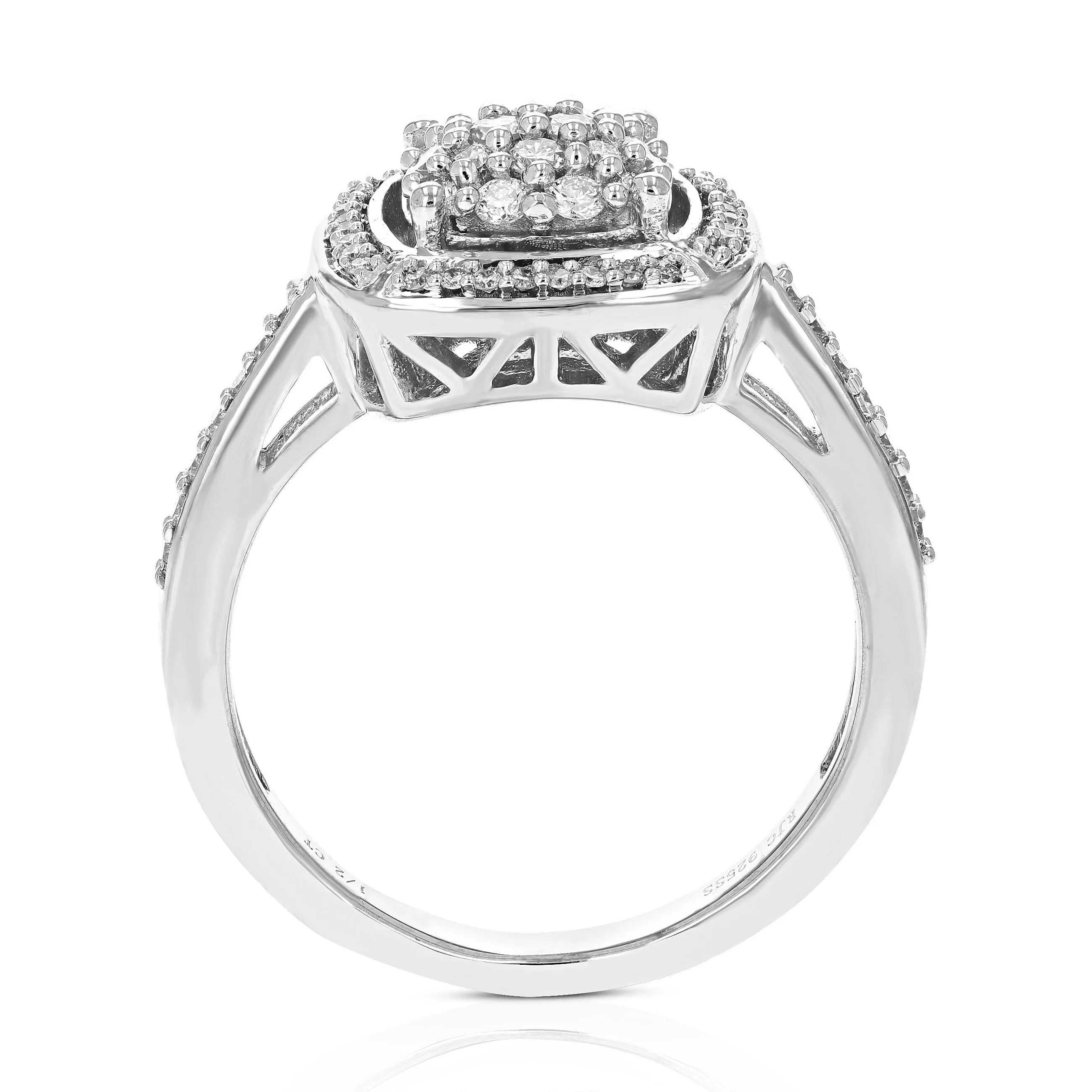 1/2 cttw Round Cut Lab Grown Diamond Prong Set Engagement Ring .925 Sterling Silver