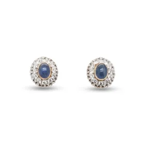 14k Two-tone Sapphire And Diamond Earrings