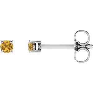 14K White 2.5 mm Natural Yellow Sapphire Stud Earrings