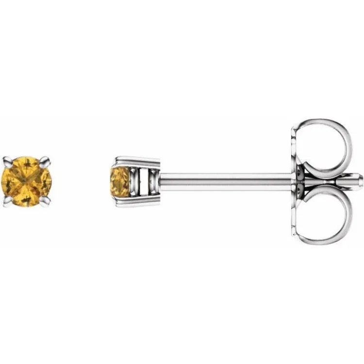 14K White 2.5 mm Natural Yellow Sapphire Stud Earrings