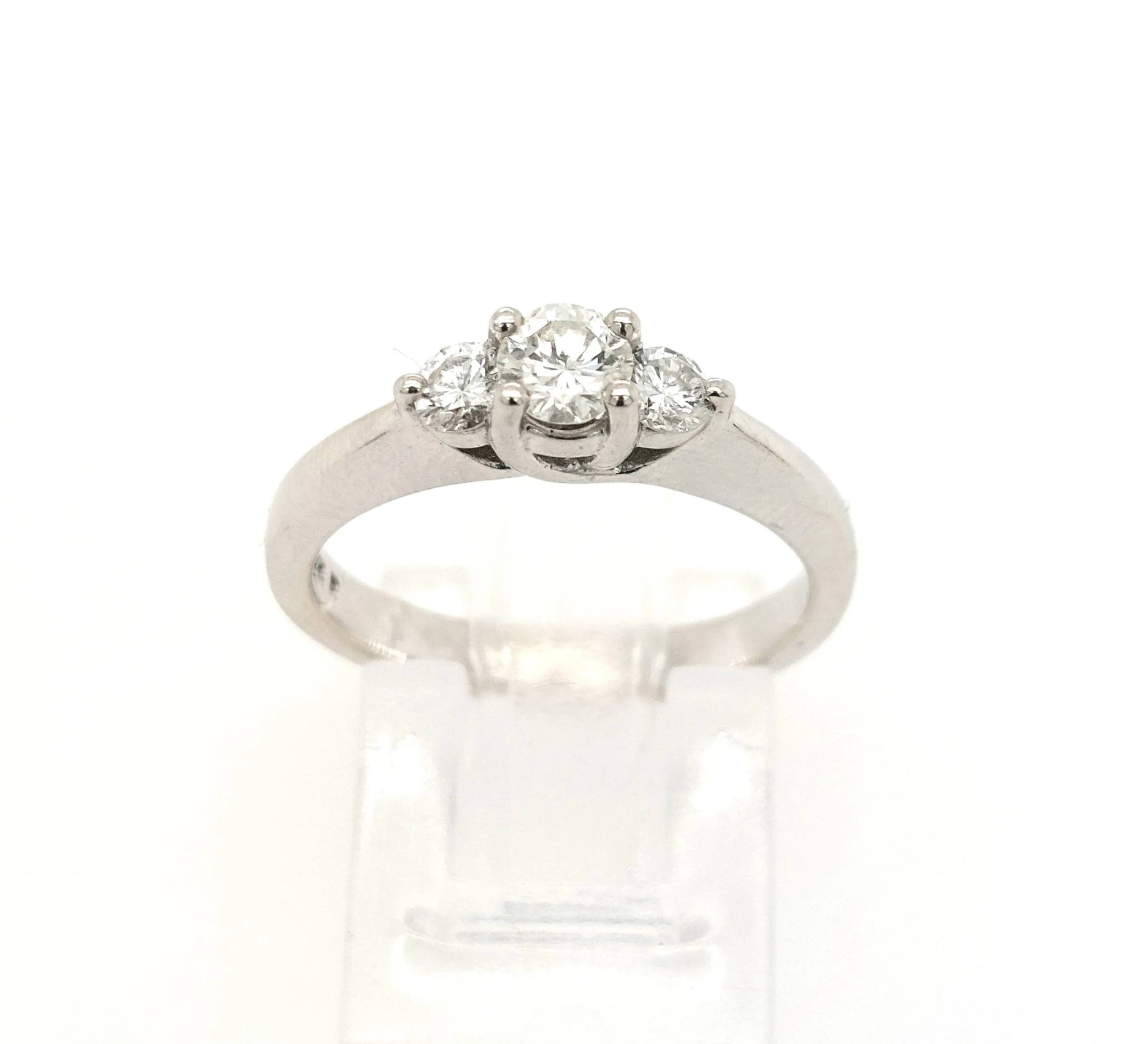 14K White Gold Three-Stone Diamond Engagement Ring