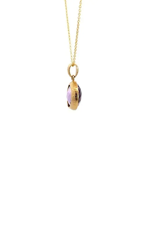 14K YELLOW GOLD AMETHYST PENDANT  G15015