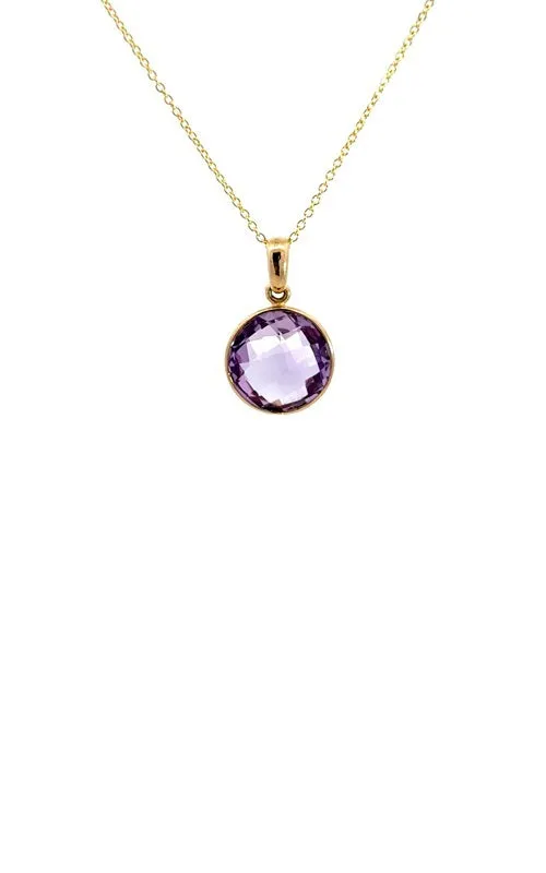 14K YELLOW GOLD AMETHYST PENDANT  G15015