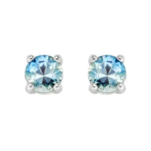 14kt White Gold 3mm Lt Blue Montana Sapphire Stud Earrings