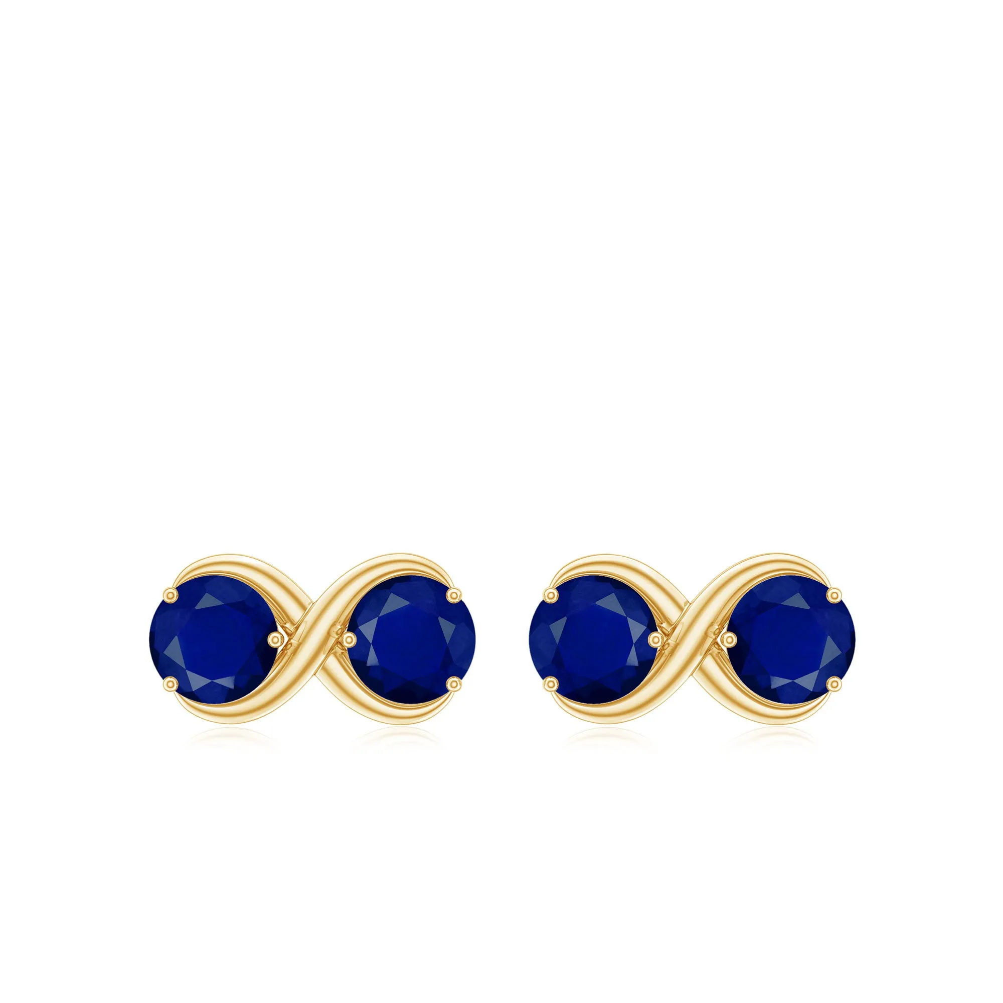 1.50 CT Simple Blue Sapphire Two Stone Infinity Stud Earrings