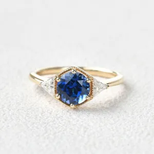 1.5ct Round Cut Sapphire Geometric Ring