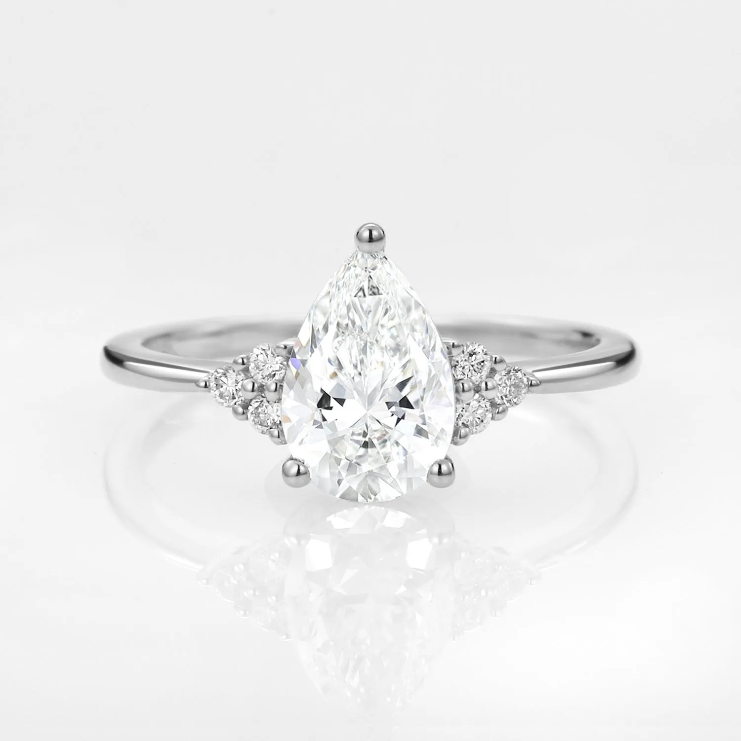 1.5ct Signature Pear Moissanite Vintage Cluster Ring - Lydia