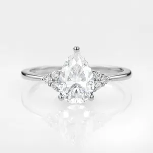 1.5ct Signature Pear Moissanite Vintage Cluster Ring - Lydia