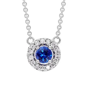 18ct White Gold Blue Sapphire & Diamond Necklace