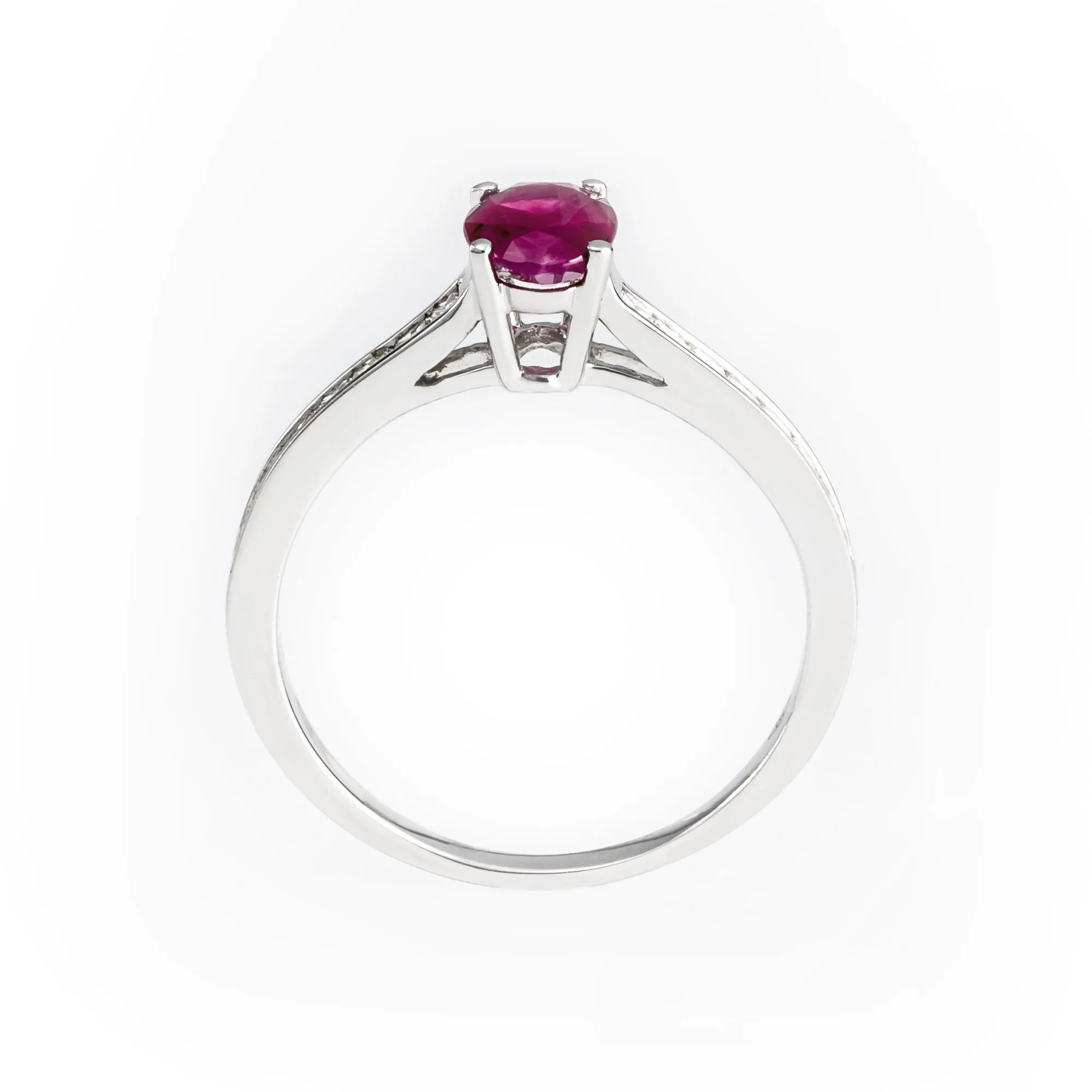 18K White Gold 0.92ct Ruby and Diamond Engagement Ring - 20690908