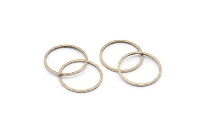 18mm Circle Connectors - 25 Antique Silver Plated Brass Circle Connectors (18x1x1mm) BS 1096 H0043