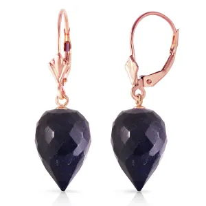 25.7 Carat 14K Solid Rose Gold Drop Briolette Sapphire Earrings