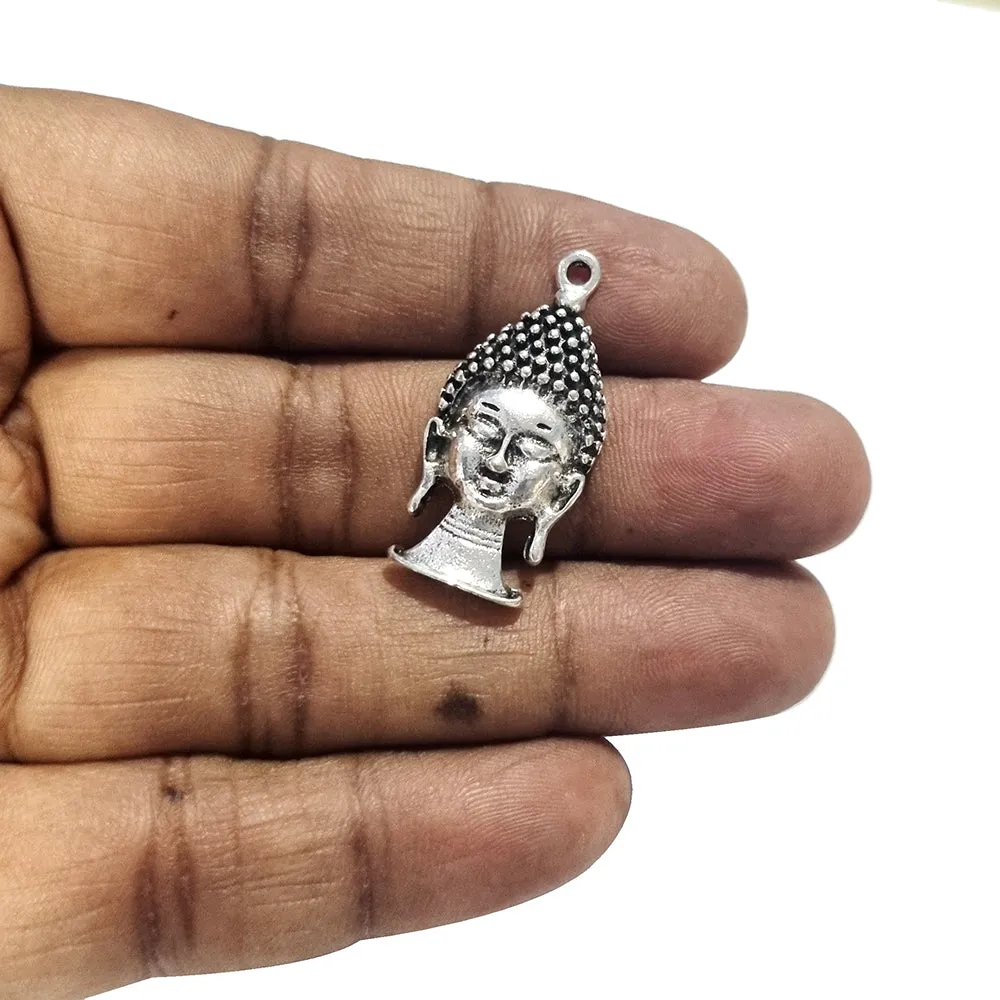 5 Pcs Pkg. Buddha Charms Pendants Silver Oxidized, in size about 15x33mm