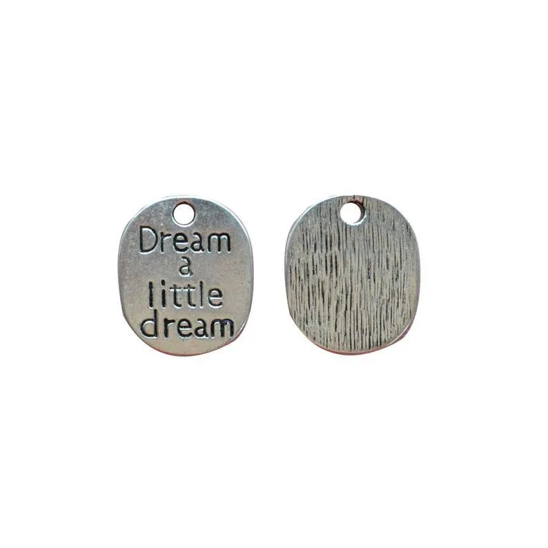 5 Pcs Tibetan Silver Dream A Little Dream Oval Tag 22mm x 18mm Charms Pendants