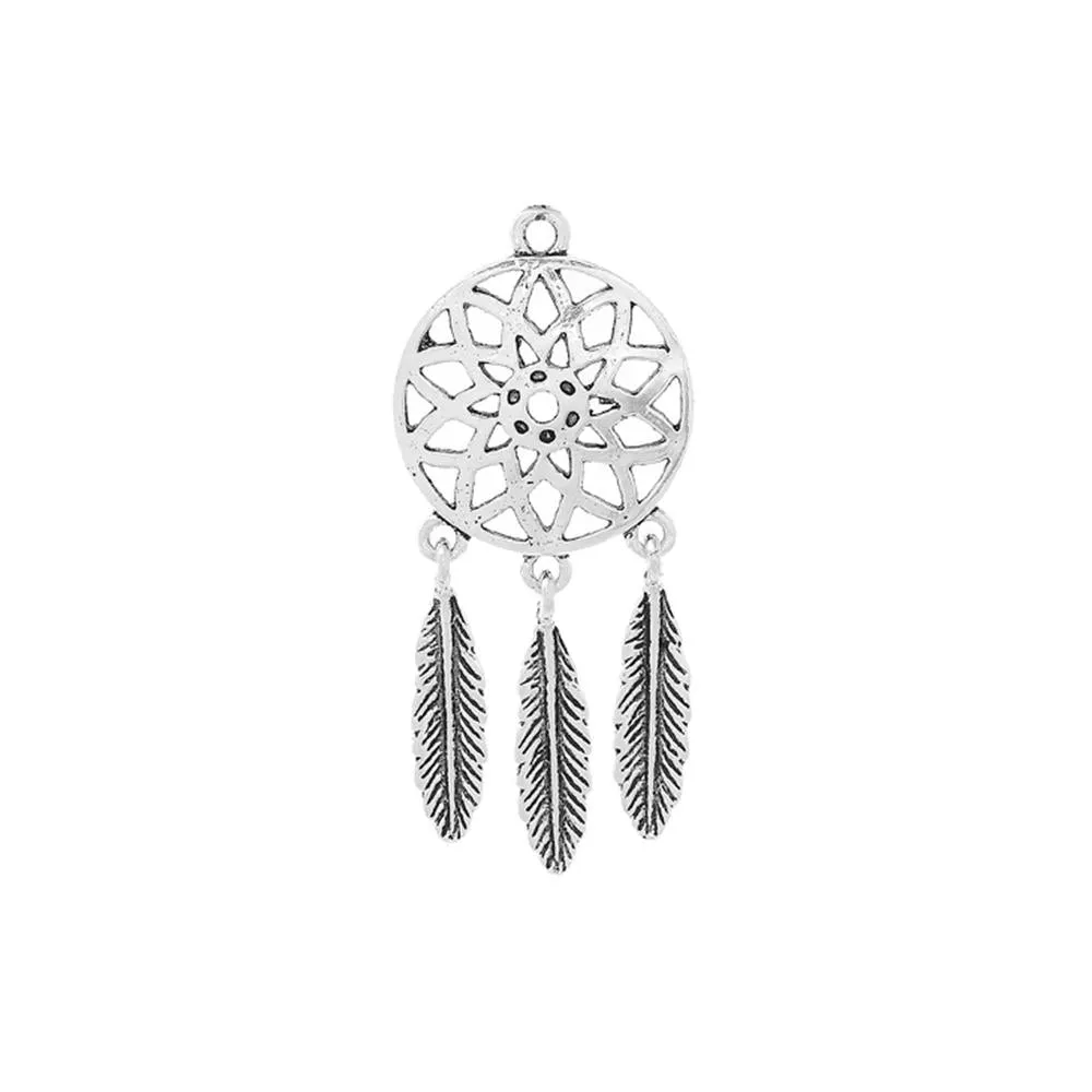 5 Pcs Tibetan Silver DREAMCATCHER 54mm x 24mm Charms Pendants, Lead & Nickel Free Metal Charms Pendants Beads