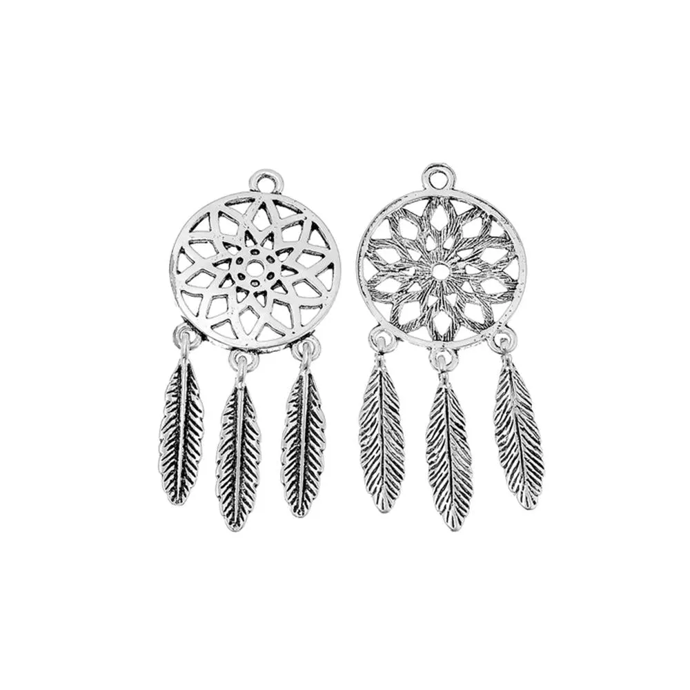 5 Pcs Tibetan Silver DREAMCATCHER 54mm x 24mm Charms Pendants, Lead & Nickel Free Metal Charms Pendants Beads