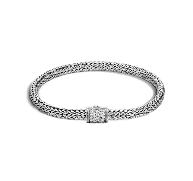 6.5mm Classic Chain Bracelet with Pave Diamond Clasp