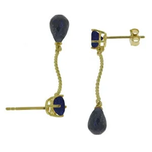 7.9 Carat 14K Solid Yellow Gold Dangling Earrings Natural Sapphire