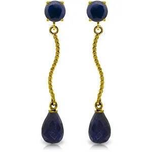 7.9 Carat 14K Solid Yellow Gold Dangling Earrings Natural Sapphire