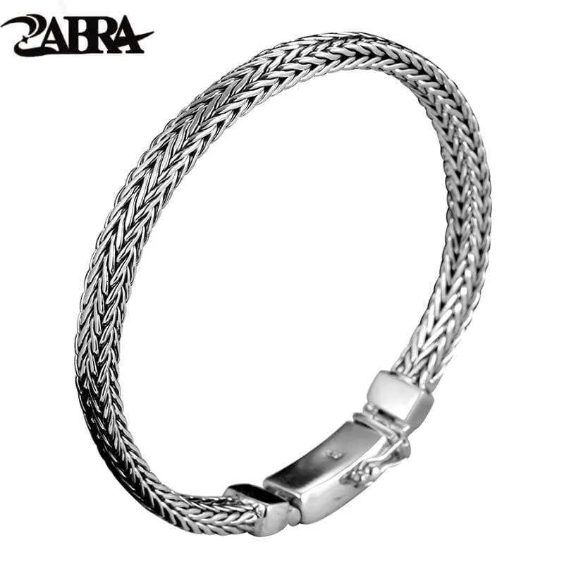 925 Sterling Silver Bracelet Men Vintage Handmade Weave Bracelets Bangles Jewelry for (Length 20cm)