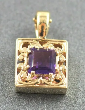 9ct Yelow Gold Amethyst Enhancer Pendant