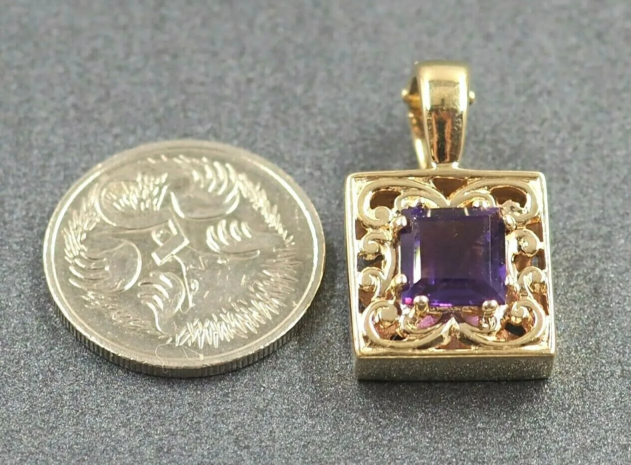 9ct Yelow Gold Amethyst Enhancer Pendant