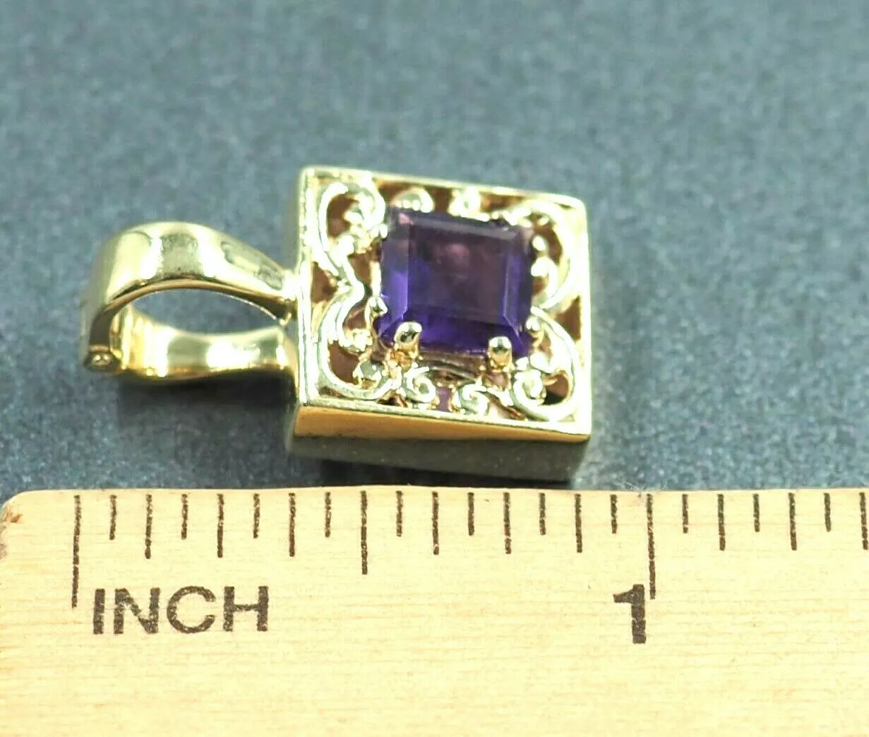 9ct Yelow Gold Amethyst Enhancer Pendant