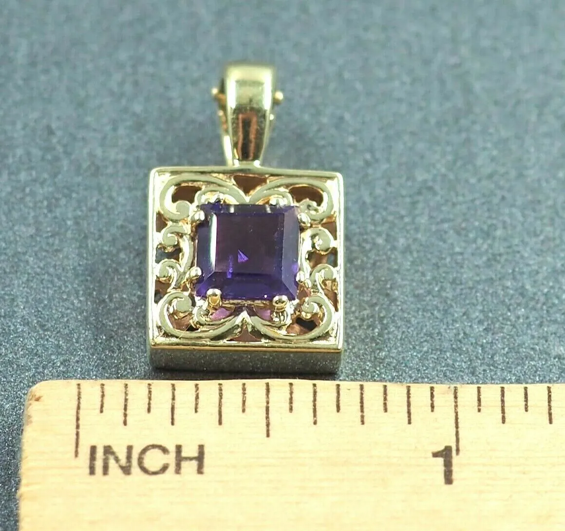 9ct Yelow Gold Amethyst Enhancer Pendant