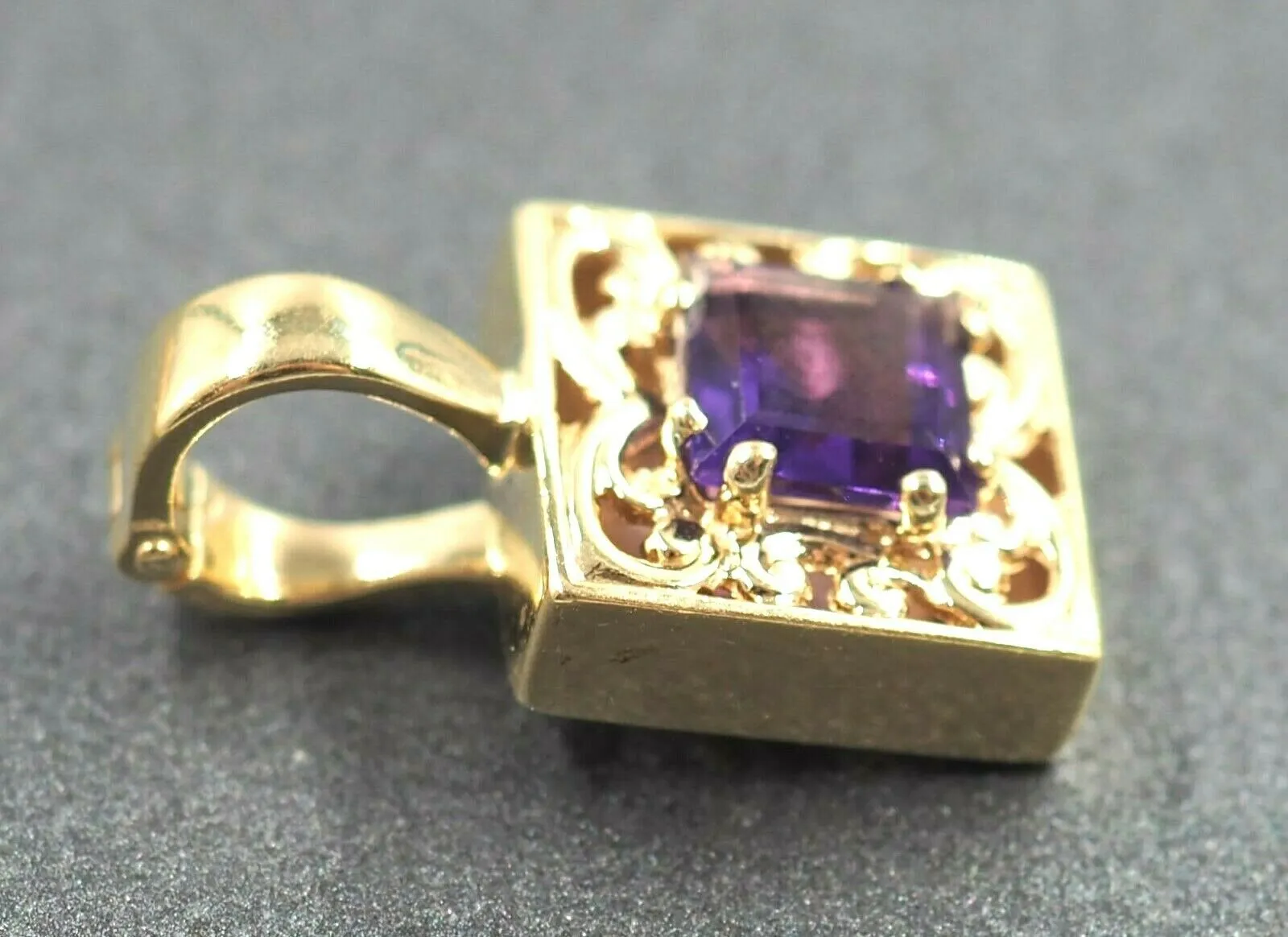 9ct Yelow Gold Amethyst Enhancer Pendant