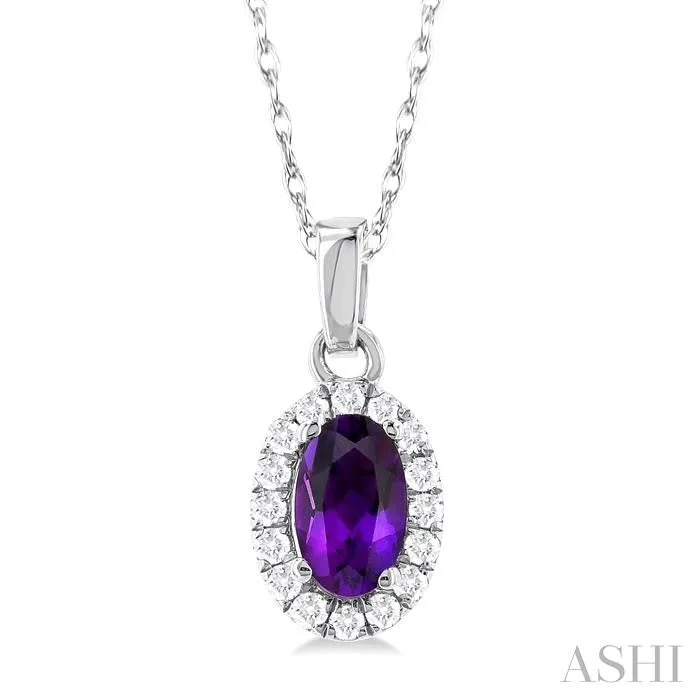 Amethyst & Halo Diamond Pendant