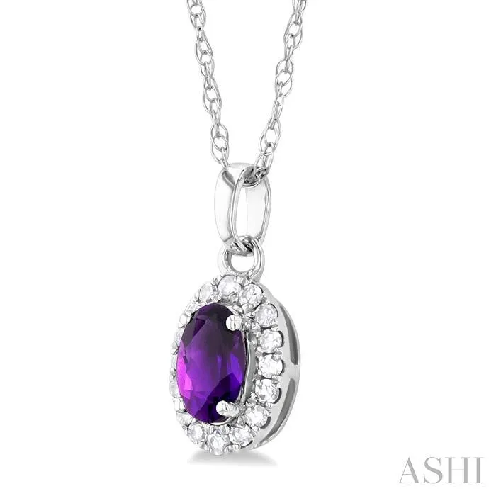 Amethyst & Halo Diamond Pendant