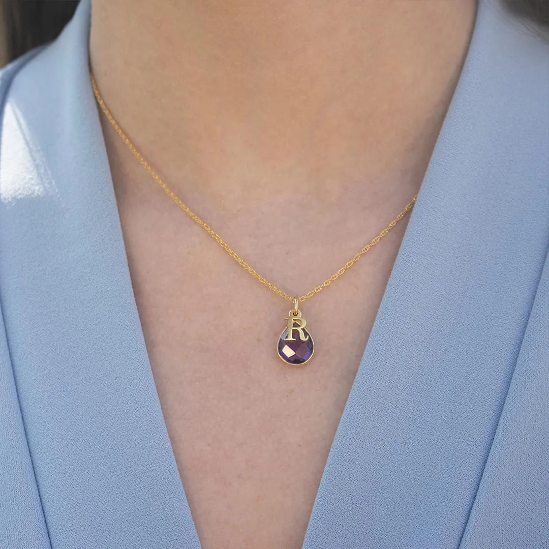 Amethyst Charm Necklace | Rose Gold | February Birthstone