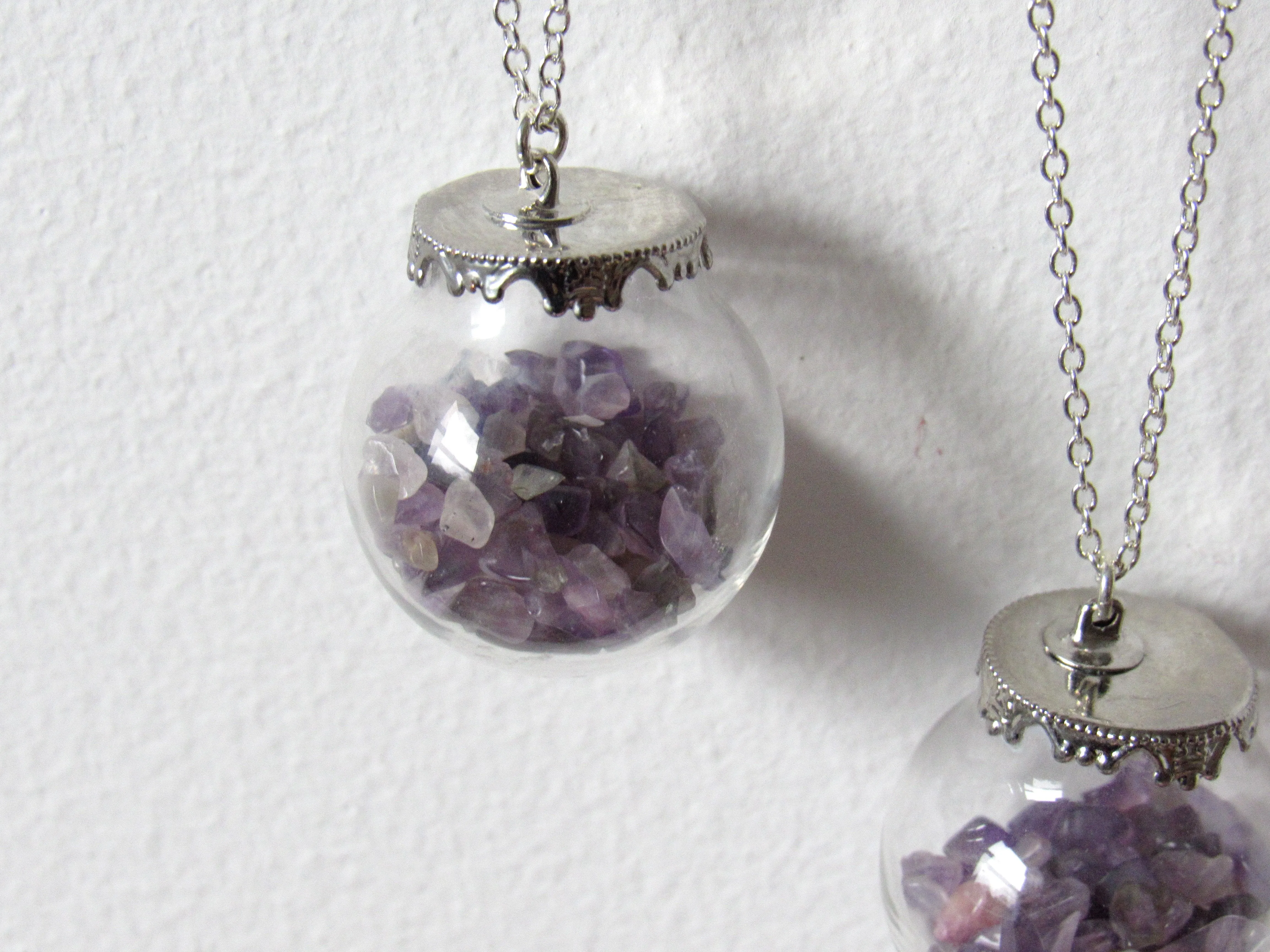 Amethyst Chip Globe Necklaces