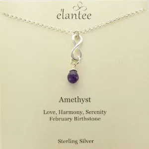 Amethyst February Birthstone Infinity Necklace