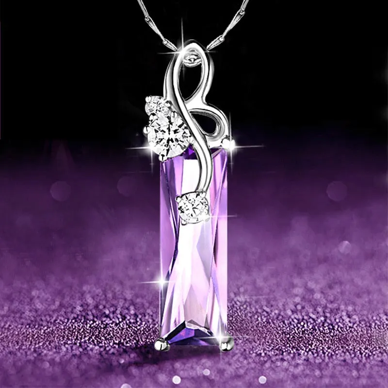 Amethyst Marquise Crystal Pendant Necklace