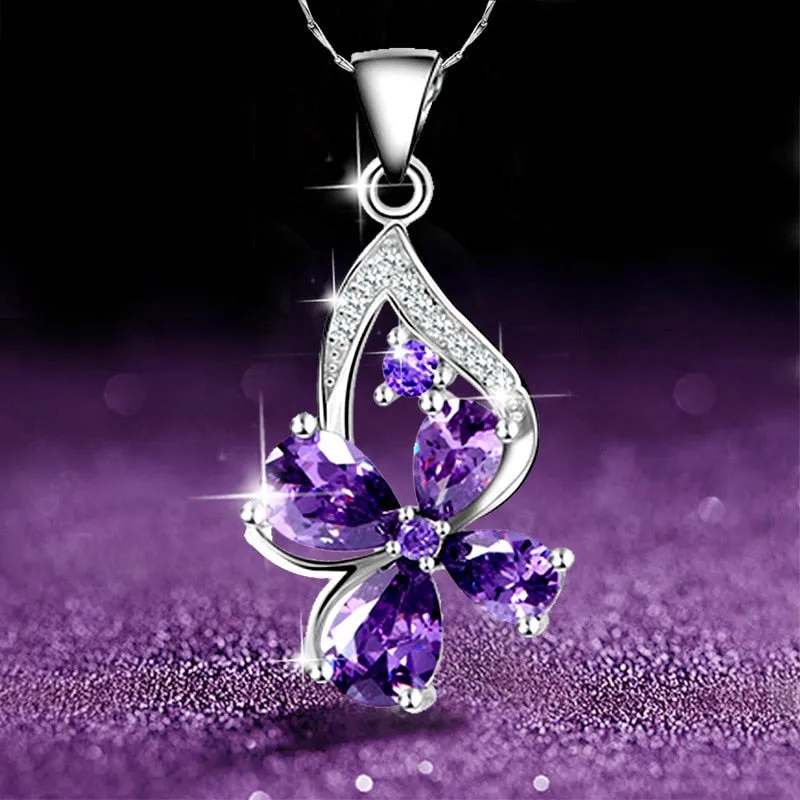 Amethyst Marquise Crystal Pendant Necklace