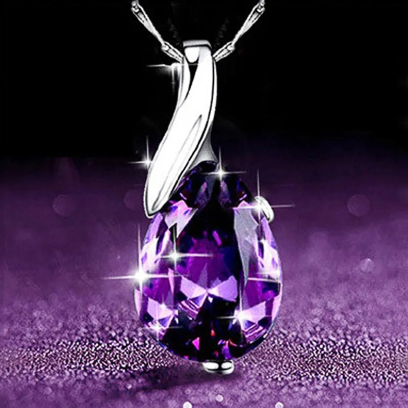 Amethyst Marquise Crystal Pendant Necklace