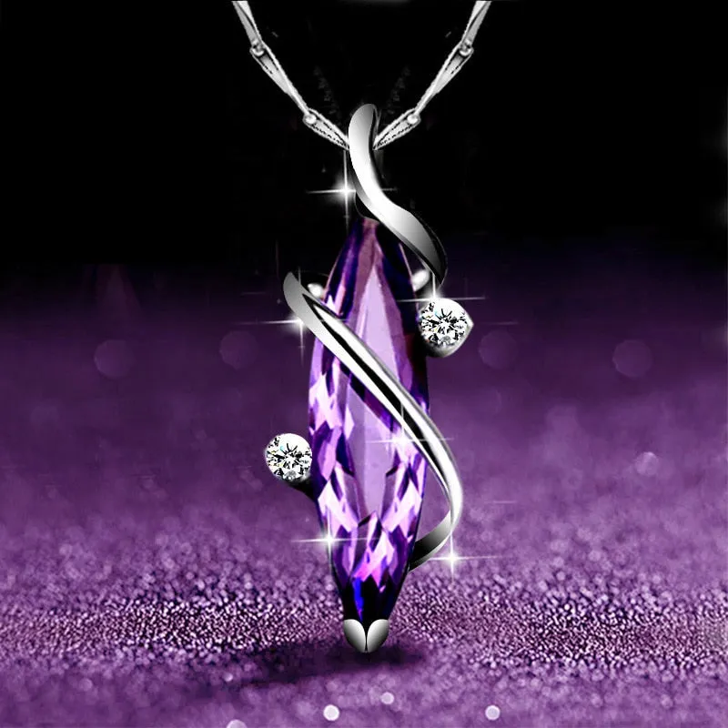 Amethyst Marquise Crystal Pendant Necklace