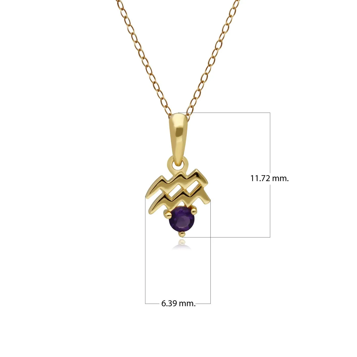 Amethyst Wasserman Sternzeichen Anhänger in 9ct Gelb Gold