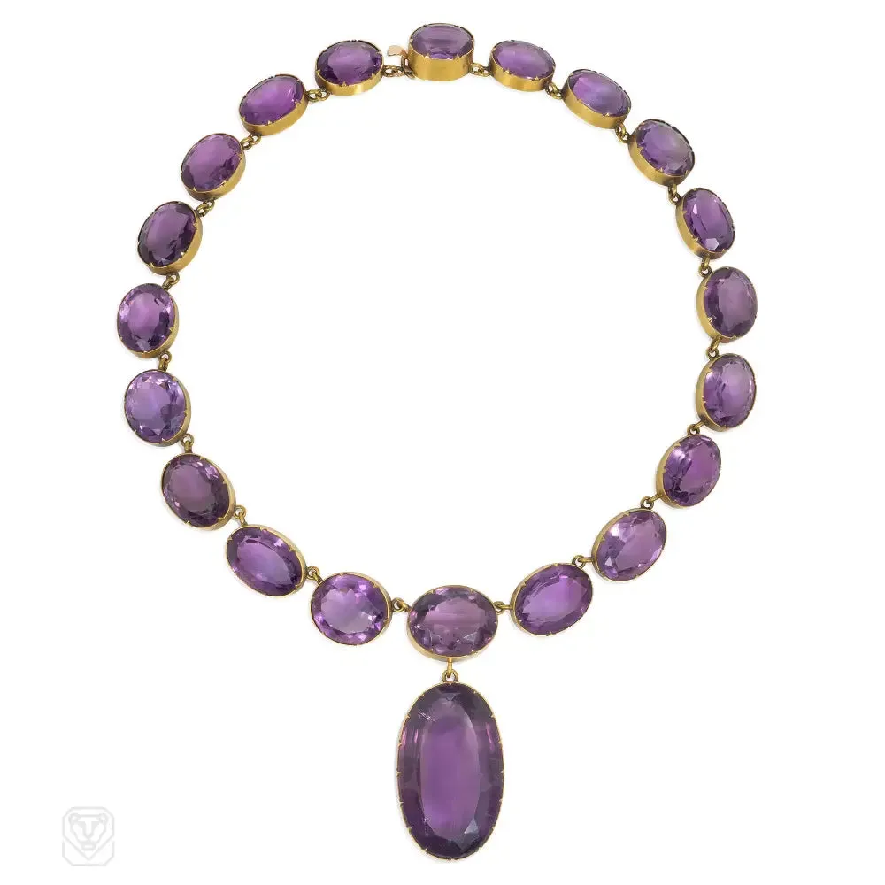 Antique amethyst rivière necklace with pendant