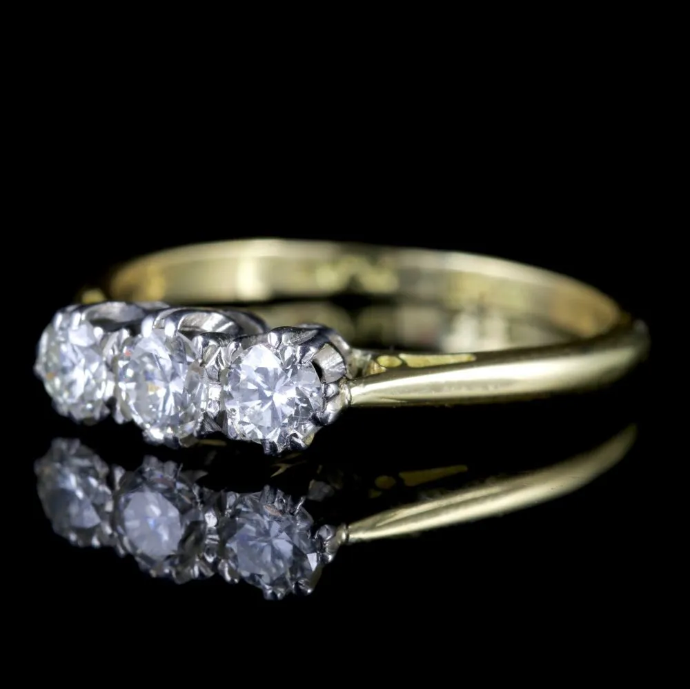 Antique Edwardian 18Ct Gold Platinum Diamond Trilogy Ring Circa 1910