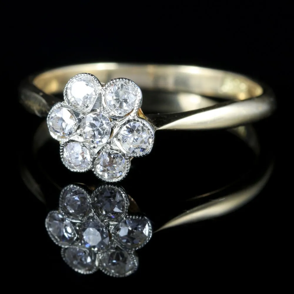 Antique Edwardian Diamond Cluster Ring Engagement Circa 1915