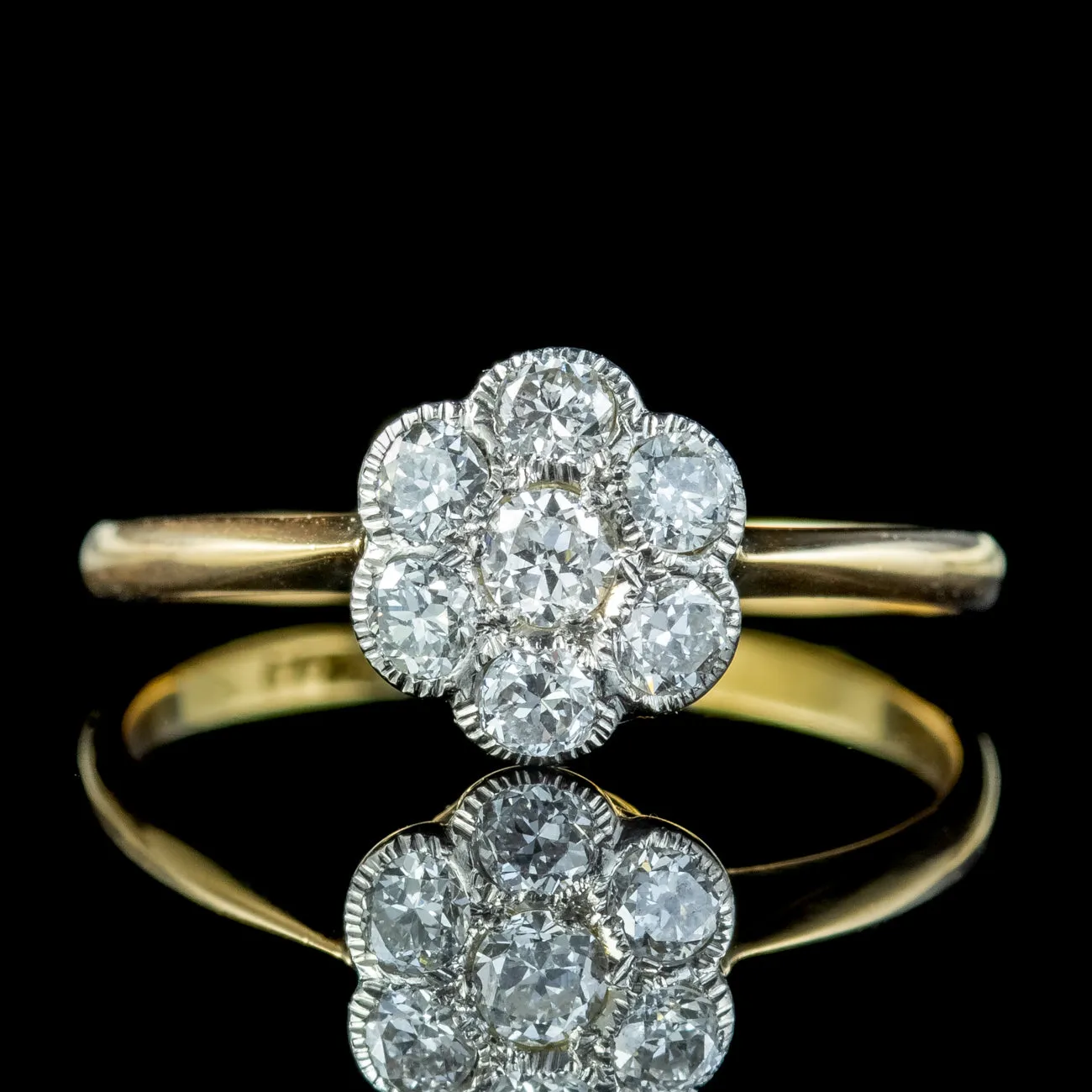 Antique Edwardian Diamond Daisy Cluster Ring 0.42ct Diamond